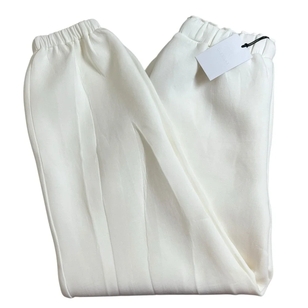 NEW Grey‎ Lab Womens Large White Scuba Joggers Loungewear Pants Drawstring